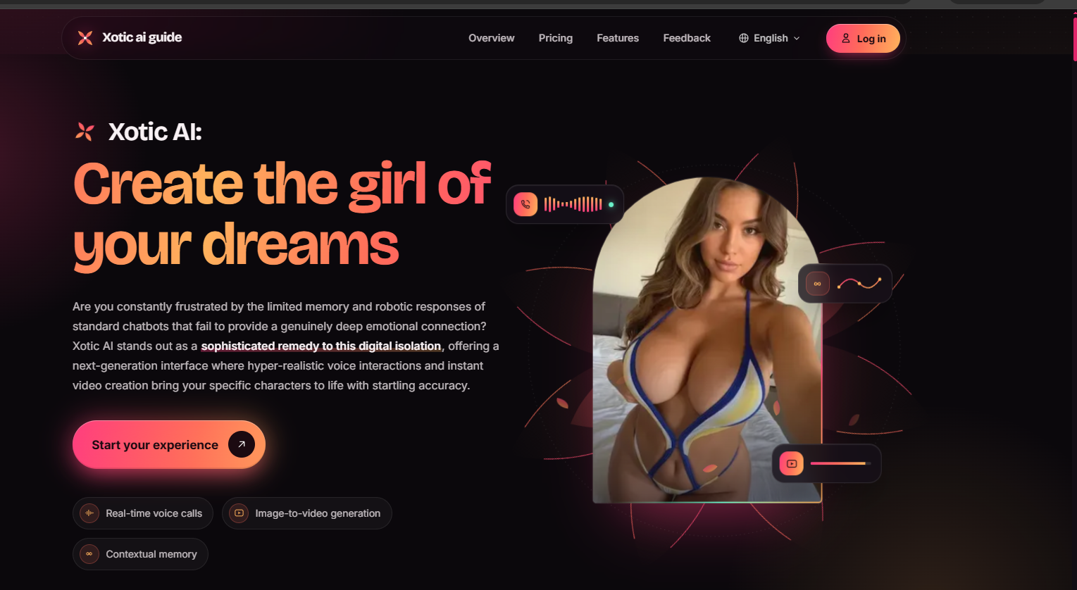 Startseite von Xotic AI mit KI-Charakteren zur Auswahl